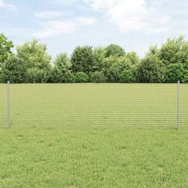 Welded Wire Fence with 5 U Posts Silver 0.6x10 m Steel