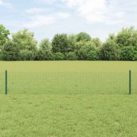 Welded Wire Fence with 5 U Posts Green 0.4x10 m Steel