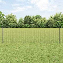 Chicken Wire Fence Set Set of 2 Grey Steel, PVC 25 x 0.5 m