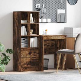 Desk with Storage Smoked Oak Engineered Wood