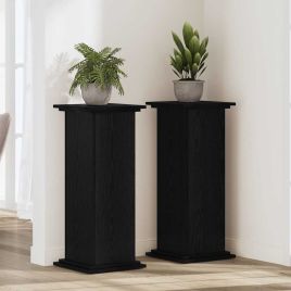 ELIVALE Plant Stand 33x33x100 cm Wooden - Black Oak