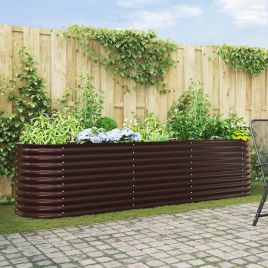 NEMVALE Garden Raised Bed 320x80x81 cm Steel - Brown