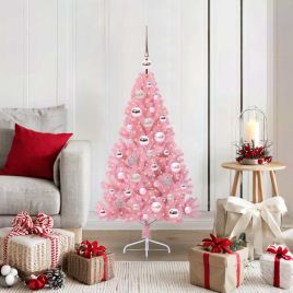 EMBERI Artificial Pre-lit Christmas Tree with 150 LEDs Pink 120 cm PVC