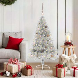BRIWIN Artificial Pre-lit Christmas Tree Silver 150 cm PET
