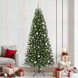 COZLYN Artificial Christmas Tree with 300 LEDs Green 240 cm PE and PVC