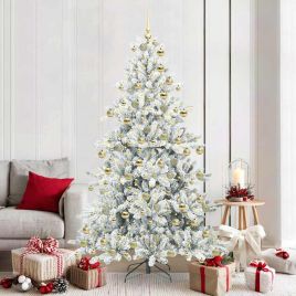 ELSERA Artificial Hinged Christmas Tree with 300 LEDs 180 cm PVC