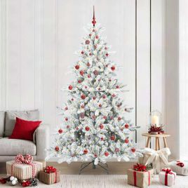 ELSERA Artificial Hinged Christmas Tree with 300 LEDs 210 cm PVC