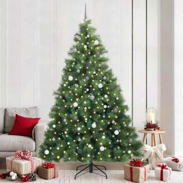 FIRILO Artificial Christmas Tree with 300 LEDs Green 240 cm PE and PVC