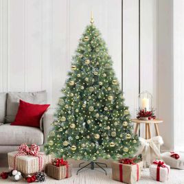 FIRILO Artificial Christmas Tree with 300 LEDs Green 180 cm PE and PVC