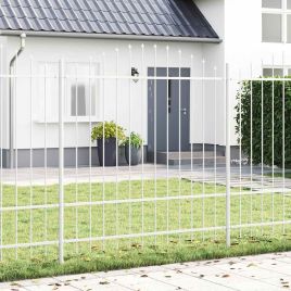 Garden Fence with Hoop Top - White, 10.2 x 1.75 m, Steel