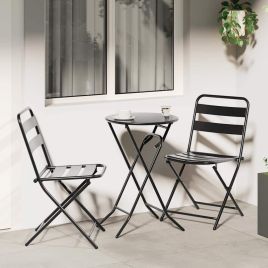 NELCOVE Garden Bistro Set Folding 3 pcs Anthracite Steel