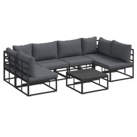ENLBRO Garden Sofa Set with Cushion 7 pcs Aluminium - Black