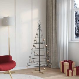 FLIXNOR Christmas Cone Tree with Stand Black 150 cm Steel