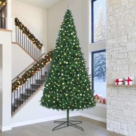 EMBERLY Christmas Tree with Decorative String Lights Green 400 cm PVC