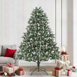 EMVER Artificial Christmas Tree with 300 LEDs with Stand Green 240 cm