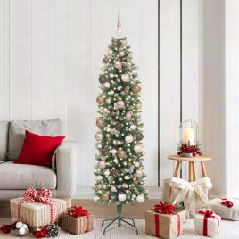 EMVER Artificial Slim Christmas Tree with 300 LEDs Green 180 cm