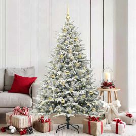FELWIN Artificial Pre-lit Christmas Tree with Ball Set Green 180 cm