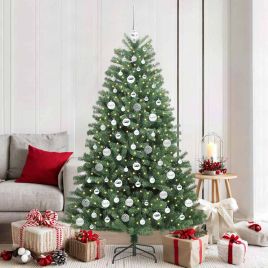 FELWIN Artificial Hinged Christmas Tree Green 180 cm PVC and Metal