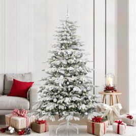 BRILAN Artificial Hinged Christmas Tree White 210 cm PE and PVC