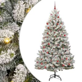 BRILCA Artificial Christmas Tree Green and White 210 cm PVC and Metal