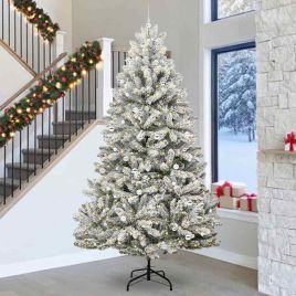 BRILCA Artificial Christmas Tree Green and White 300 cm PVC and Metal