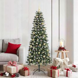 BRINLO Artificial Christmas Tree with 300 LEDs with Stand Green 180 cm