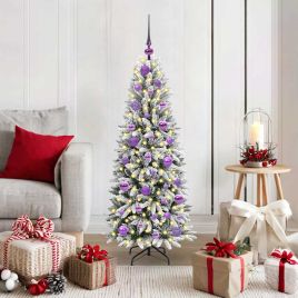 BRISKA Artificial Christmas Tree with 150 LEDs with Stand White 120 cm