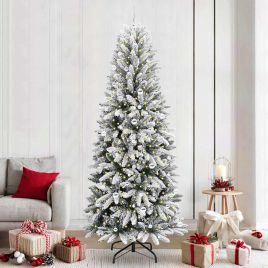 BRISKA Artificial Christmas Tree with 300 LEDs with Stand White 240 cm