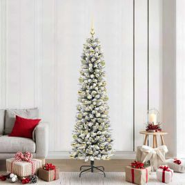 FIRDEN Artificial Christmas Tree with 300 LEDs Green and white 210 cm