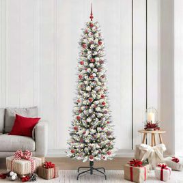 FIRDEN Artificial Christmas Tree with 300 LEDs Green and white 240 cm