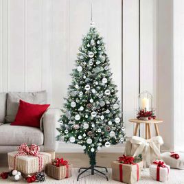 COSWIN Artificial Christmas Tree with 300 LEDs with Stand Green 180 cm