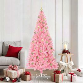 CINDOR Christmas Tree with 300 LEDs with Stand Pink 180 cm PVC