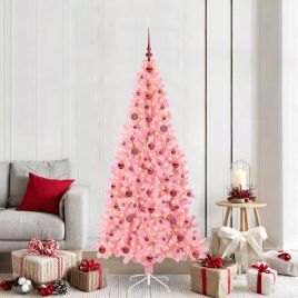 CINDOR Christmas Tree with 300 LEDs with Stand Pink 210 cm PVC
