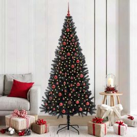 CINDOR Christmas Tree with 300 LEDs with Stand Black 210 cm PVC