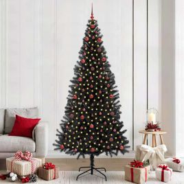 CINDOR Christmas Tree with 300 LEDs with Stand Black 240 cm PVC