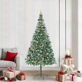CHERLI Artificial Christmas Tree with Stand Green 210 cm PVC and Steel
