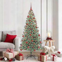 CINDEL Artificial Christmas Tree Snow Flocked with LED Light 180 cm
