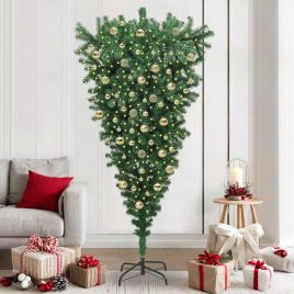 CINDEL Upside-down Artificial Pre-lit Christmas Tree with Ball Set