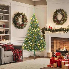 EMBERI Artificial Pre-lit Christmas Tree Green 180 cm PVC
