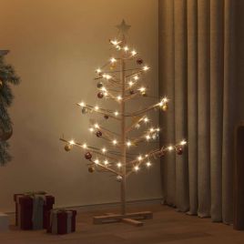 GLINTER Wooden Christmas Tree with Stand Natural 125 cm Solid pine wood