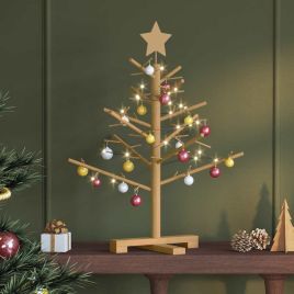GLINTER Wooden Christmas Tree with Stand Brown 75 cm Solid pine wood