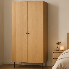 ALDERBANK 2 Door Wardrobe Light Oak - 85cm