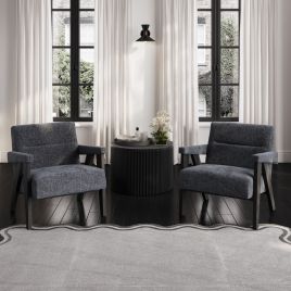 AVELON Velvet Armchair - Coal and Black