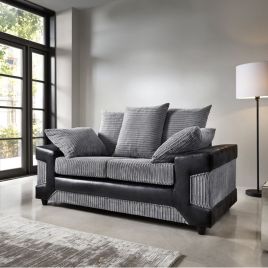 DYNO Jumbo Cord 2 Seater Scatterback Sofa - Grey and Black