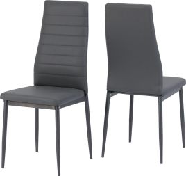 Abbey Dining Set - Clear Glass Grey Faux Leather