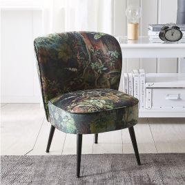 Fabric Armchair Jungle Print Dark Green VOSS