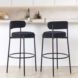Set of 2 Boucle Bar Chairs Black ALLISON