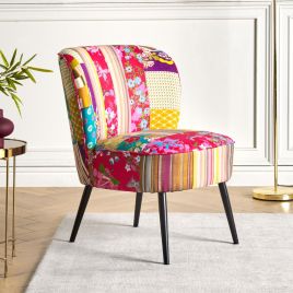 Fabric Armchair Patchwork Multicolour VOSS