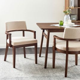 Set of 2 Dining Chairs DALBO Boucle Dark Brown
