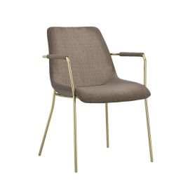 CARVEN Velvet Dining Chair with Arms Set of 2 - Taupe and Gold